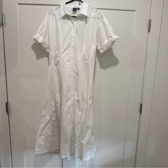 NWT! GAP white Poplin Roll-Cuff Midi Shirtdress medium m - Picture 5 of 6